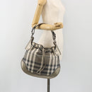 BURBERRY Nova Check Shoulder Bag Canvas Gray Silver Auth gh2198A-25