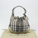 BURBERRY Nova Check Shoulder Bag Canvas Gray Silver Auth gh2198A-12