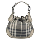 BURBERRY Nova Check Shoulder Bag Canvas Gray Silver Auth gh2198A-2