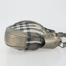 BURBERRY Nova Check Shoulder Bag Canvas Gray Silver Auth gh2198A-3