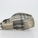 BURBERRY Nova Check Shoulder Bag Canvas Gray Silver Auth gh2198A-4