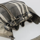 BURBERRY Nova Check Shoulder Bag Canvas Gray Silver Auth gh2198A-6