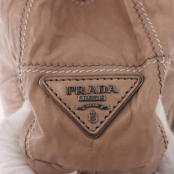 PRADA Chain Shoulder Bag Leather Pink Silver Auth gh2200A