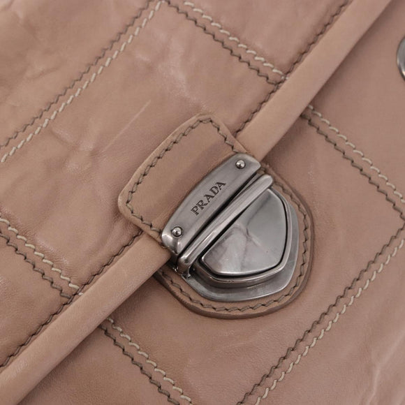 PRADA Chain Shoulder Bag Leather Pink Silver Auth gh2200A
