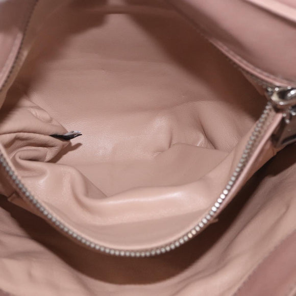 PRADA Chain Shoulder Bag Leather Pink Silver Auth gh2200A