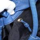 LOEWE Nappa Aire Anagram Hand Bag Leather Blue Gold Auth gh2201A-20