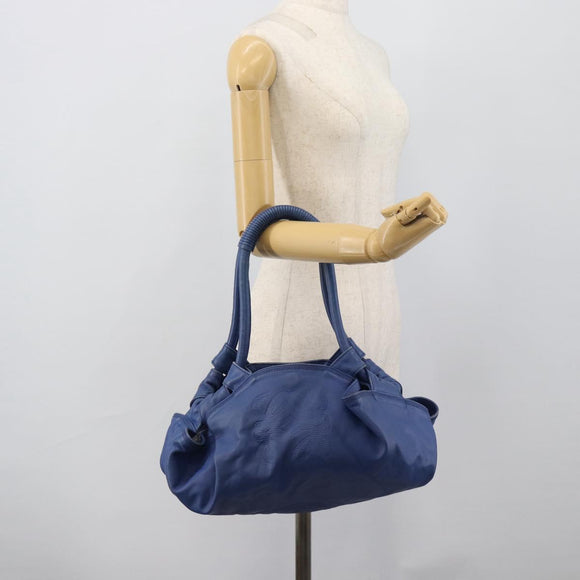 LOEWE Nappa Aire Anagram Hand Bag Leather Blue Gold Auth gh2201A