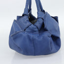 LOEWE Nappa Aire Anagram Hand Bag Leather Blue Gold Auth gh2201A-3