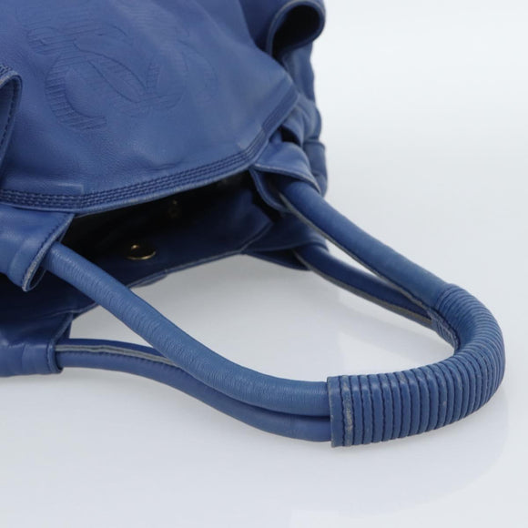 LOEWE Nappa Aire Anagram Hand Bag Leather Blue Gold Auth gh2201A