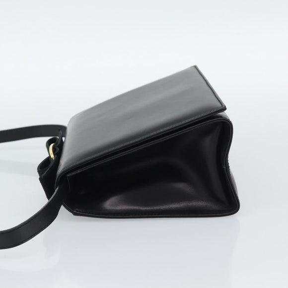 Salvatore Ferragamo Vala Shoulder Bag Leather Black Gold Auth gh2205A