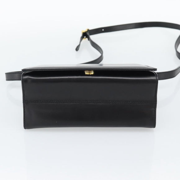 Salvatore Ferragamo Vala Shoulder Bag Leather Black Gold Auth gh2205A