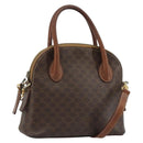 CELINE Macadam Canvas Hand Bag PVC Leather 2way Brown Gold Auth gh2206-1