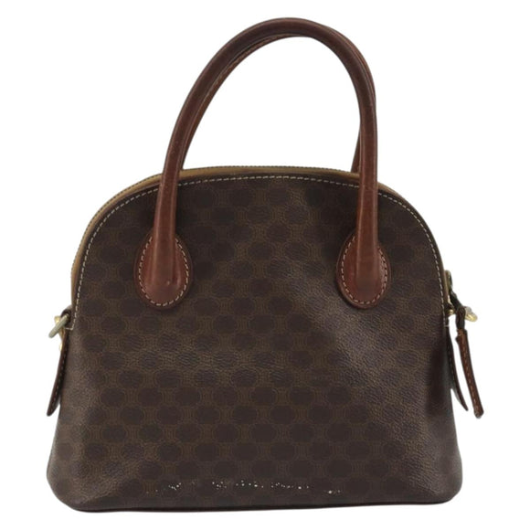 CELINE Macadam Canvas Hand Bag PVC Leather 2way Brown Gold Auth gh2206