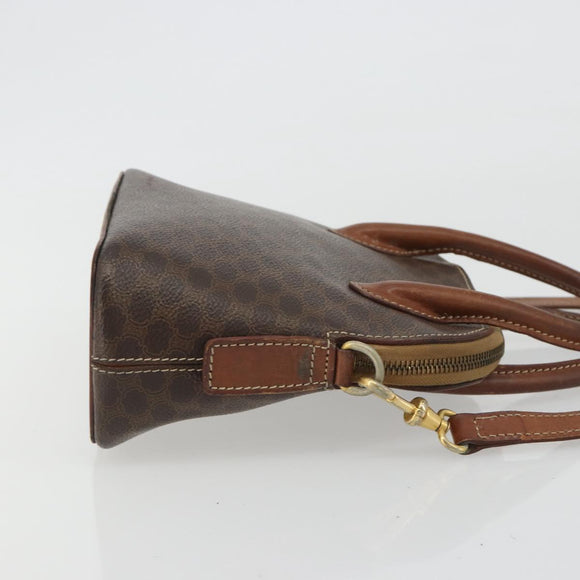 CELINE Macadam Canvas Hand Bag PVC Leather 2way Brown Gold Auth gh2206