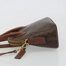 CELINE Macadam Canvas Hand Bag PVC Leather 2way Brown Gold Auth gh2206-5