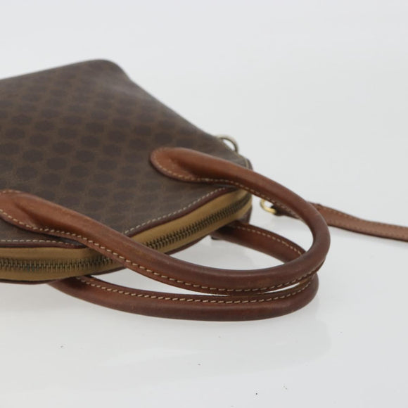 CELINE Macadam Canvas Hand Bag PVC Leather 2way Brown Gold Auth gh2206