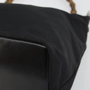 GUCCI Bamboo Hand Bag Canvas Black Silver 000 1956 0531 Auth gh2209A-9