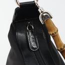 GUCCI Bamboo Hand Bag Canvas Black Silver 000 1956 0531 Auth gh2209A-10