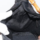 GUCCI Bamboo Hand Bag Canvas Black Silver 000 1956 0531 Auth gh2209A-19