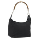 GUCCI Bamboo Hand Bag Canvas Black Silver 000 1956 0531 Auth gh2209A-1