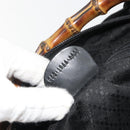 GUCCI Bamboo Hand Bag Canvas Black Silver 000 1956 0531 Auth gh2209A-12