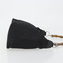 GUCCI Bamboo Hand Bag Canvas Black Silver 000 1956 0531 Auth gh2209A-3