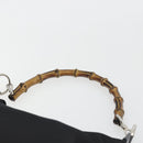 GUCCI Bamboo Hand Bag Canvas Black Silver 000 1956 0531 Auth gh2209A-8