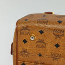 MCM Logogram Vicetos Boston Bag PVC Leather 2way Brown Gold Auth gh221-10