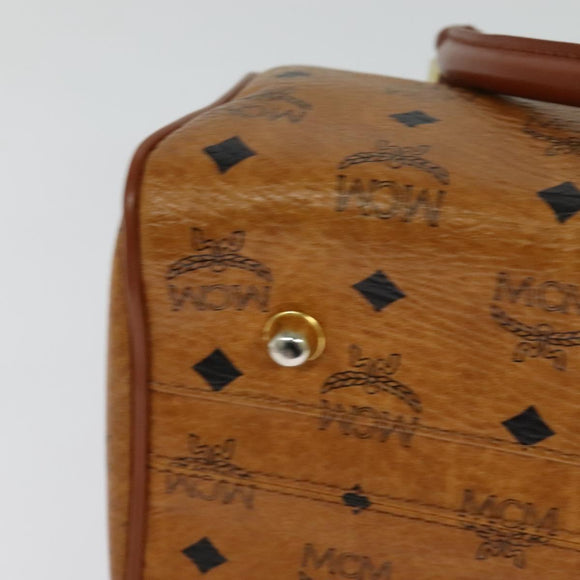 MCM Logogram Vicetos Boston Bag PVC Leather 2way Brown Gold Auth gh221