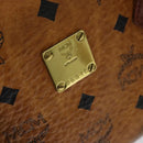 MCM Logogram Vicetos Boston Bag PVC Leather 2way Brown Gold Auth gh221-14