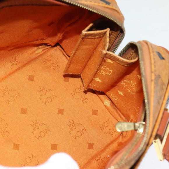 MCM Logogram Vicetos Boston Bag PVC Leather 2way Brown Gold Auth gh221