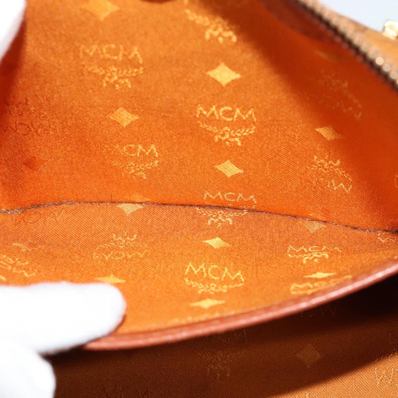 MCM Logogram Vicetos Boston Bag PVC Leather 2way Brown Gold Auth gh221