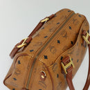 MCM Logogram Vicetos Boston Bag PVC Leather 2way Brown Gold Auth gh221-6