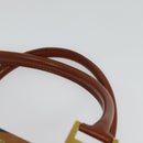 MCM Logogram Vicetos Boston Bag PVC Leather 2way Brown Gold Auth gh221-8