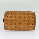 MCM Logogram Vicetos Boston Bag PVC Leather 2way Brown Gold Auth gh221-9