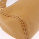 PRADA Chain Shoulder Bag Leather Beige Gold Auth gh2210A-8