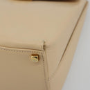 Salvatore Ferragamo Gancini Hand Bag Leather 2way Beige Gold Auth gh2211-8