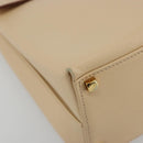 Salvatore Ferragamo Gancini Hand Bag Leather 2way Beige Gold Auth gh2211-15