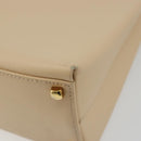 Salvatore Ferragamo Gancini Hand Bag Leather 2way Beige Gold Auth gh2211-16