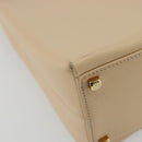 Salvatore Ferragamo Gancini Hand Bag Leather 2way Beige Gold Auth gh2211-17