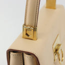 Salvatore Ferragamo Gancini Hand Bag Leather 2way Beige Gold Auth gh2211-9