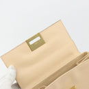 Salvatore Ferragamo Gancini Hand Bag Leather 2way Beige Gold Auth gh2211-10