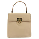 Salvatore Ferragamo Gancini Hand Bag Leather 2way Beige Gold Auth gh2211-13