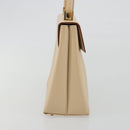 Salvatore Ferragamo Gancini Hand Bag Leather 2way Beige Gold Auth gh2211-4