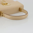Salvatore Ferragamo Gancini Hand Bag Leather 2way Beige Gold Auth gh2211-7