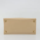 Salvatore Ferragamo Gancini Hand Bag Leather 2way Beige Gold Auth gh2211-5