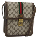 GUCCI GG Supreme Web Sherry Line Shoulder Bag PVC Beige Gold Auth gh2212-1