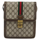 GUCCI GG Supreme Web Sherry Line Shoulder Bag PVC Beige Gold Auth gh2212-13