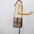 GUCCI GG Supreme Web Sherry Line Shoulder Bag PVC Beige Gold Auth gh2212-26