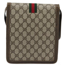 GUCCI GG Supreme Web Sherry Line Shoulder Bag PVC Beige Gold Auth gh2212-2